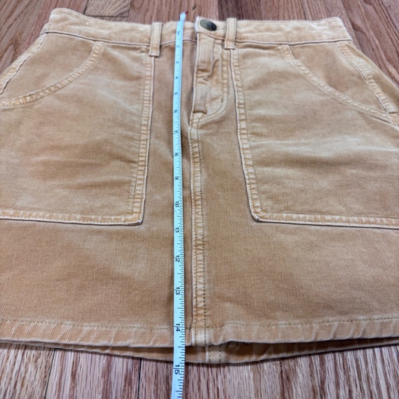 American Eagle Outfitters Gold Corduroy High Rise A-Line Mini Skirt - Picture 7 of 11